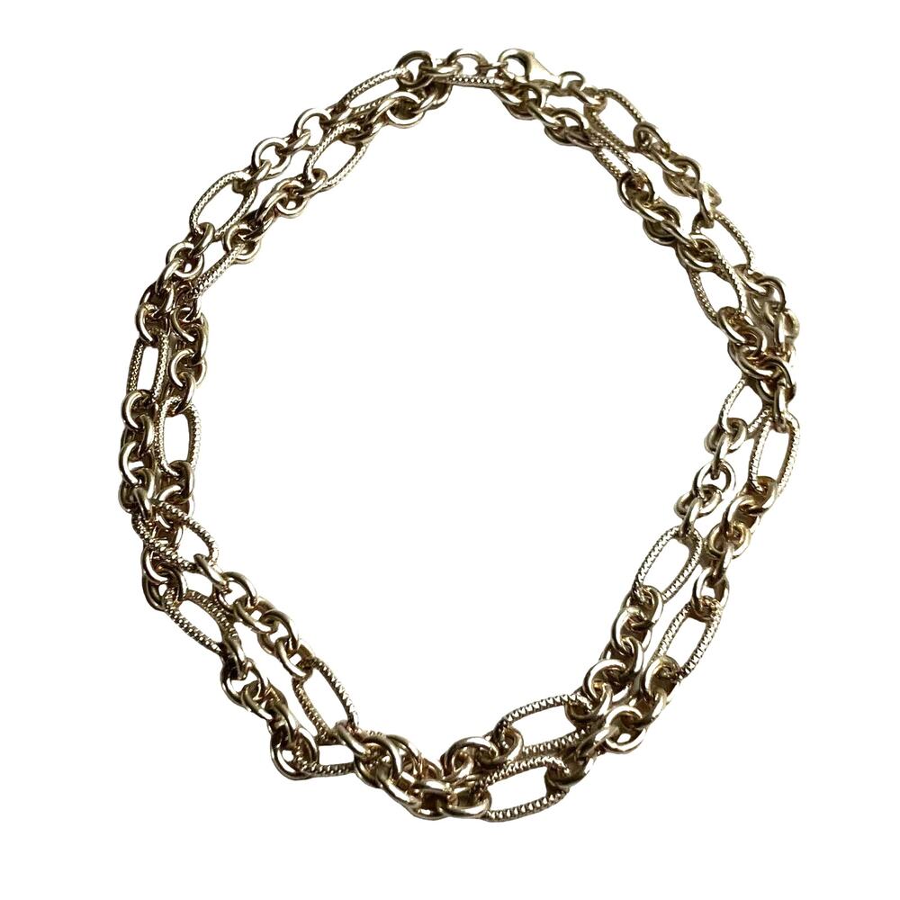 Long Sterling Chain Link Necklace 32"